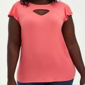 Torrid cutout flutter sleeve tee
